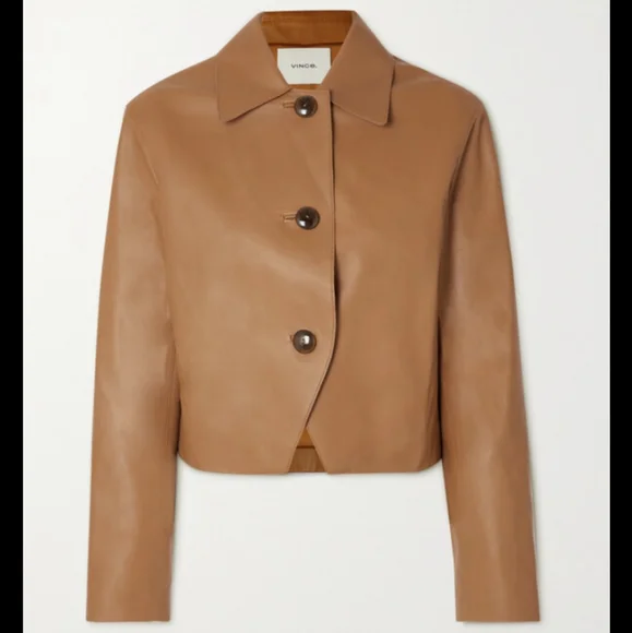 Vince Jackets Coats Vince Lambskin Cropped Leather Jacket